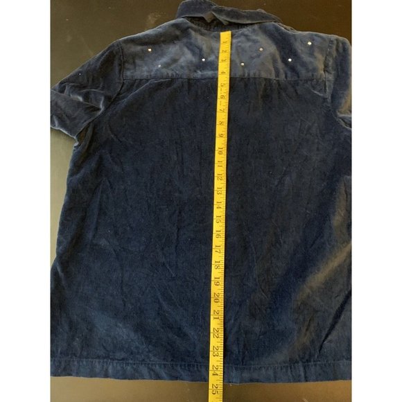 Quacker Factory Womens Medium Dark Blue Full Zip Jacket with Bling - Picture 10 of 10